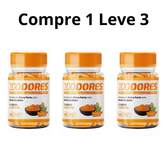 Promoção Compre 1 Leve 3 - 100Dores Original 120 Capsulas + Brinde